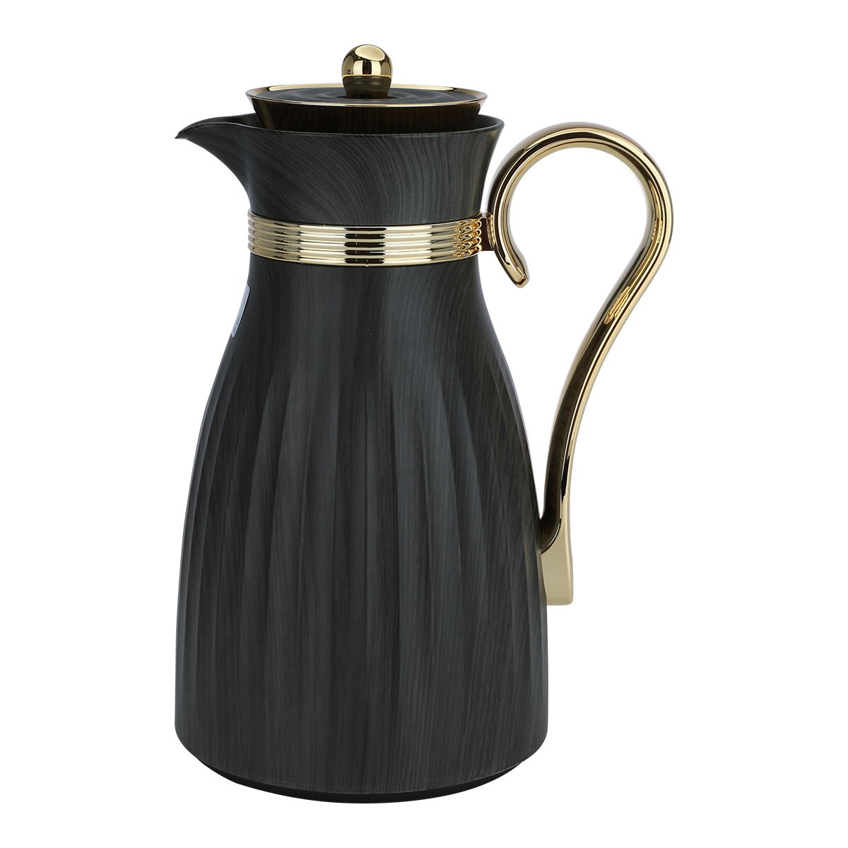 Al Saif Gallery Danat thermos set, 1/0.75, thermal glass inner shell, plastic outer shell, 2 pieces - black gold product image 3
