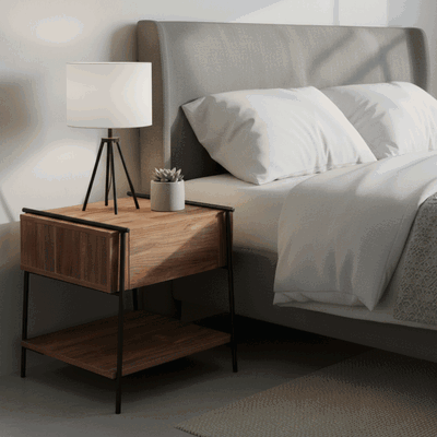 كومدينه خشب ام دي اف، 50×50×47.8 سم، 1 درج و رف - بني product image 2