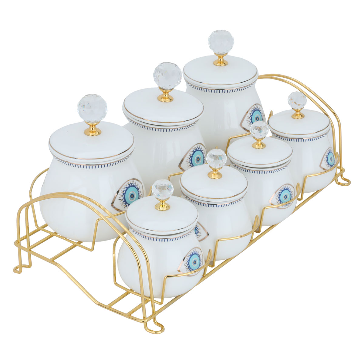 طقم علب بهارات بورسلان السيف غاليري، 8 قطع - ابيض ازرق product image 2