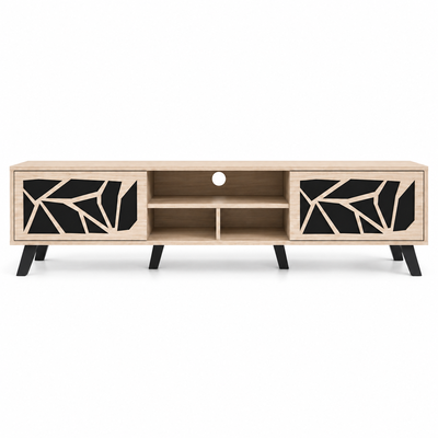 Oriana TV Stand, 40×180×45 cm, MDF Wood, Drawers - Beige Black product image 2