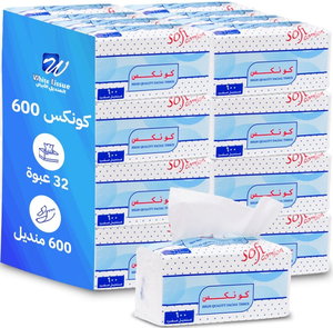 Konex White Tissue Pack, 32 Packs, 600 Tissues Each product image