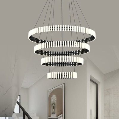 Norco Neoclassical Aluminum Acrylic Chandelier, 160W, 3000K, 4 Rings - Black product image 3