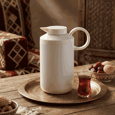 ترمس هلا تايملس، 1.2 لتر، حافظة داخلية استيل، هيكل خارجي استيل، ضغاط - بيج product image 2