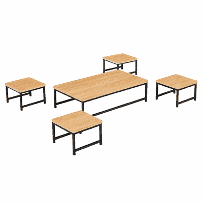 طقم طاولات خشب MDF و معدن، 5 قطع - اسود بني product image 3