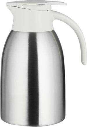 Aura Thermos, 1.6 Liter, Stainless Steel Inner Container, Stainless Steel/Plastic Outer Body, Push Button - Creamy Silver product image 2