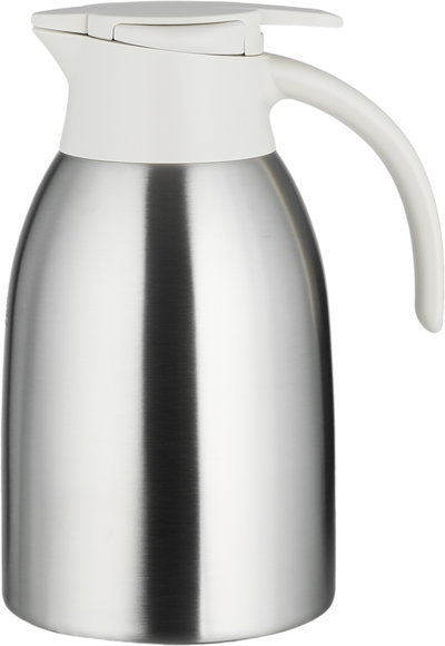 Aura Thermos, 1.6 Liter, Stainless Steel Inner Container, Stainless Steel/Plastic Outer Body, Push Button - Creamy Silver product image 2