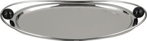 Al Saif Gallery Stainless Steel Serving Dish, 48x28x4 cm, Oval - Silver Black product image