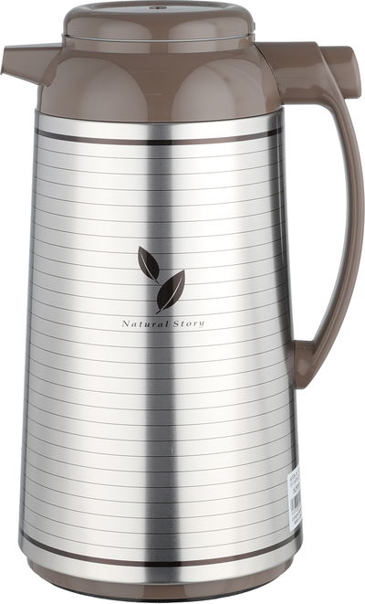 ترمس ابو فيل ياباني زوجرشي ، 1.55 لتر، حافظة داخلية زجاج، هيكل خارجي استيل، مفتاح تأمين - فضي كابتشينو product image 1