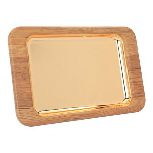 طوفرية استيل بحافة خشب السيف غاليري، 40×26×3 سم، مستطيل، صغير - ذهبي product image
