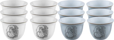 Al Saif Gallery Arabic coffee cups set, 12 pieces, 90 ml, horse pattern - Grey product image 1