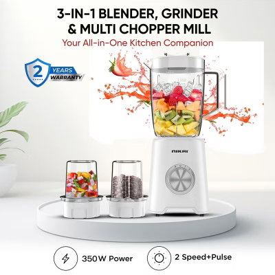 خلاط كهربائي نيكاي، 350 واط، 1.5 لتر، إثنين مطحنة، سرعتين، NB2900EB2 - أبيض product image 3