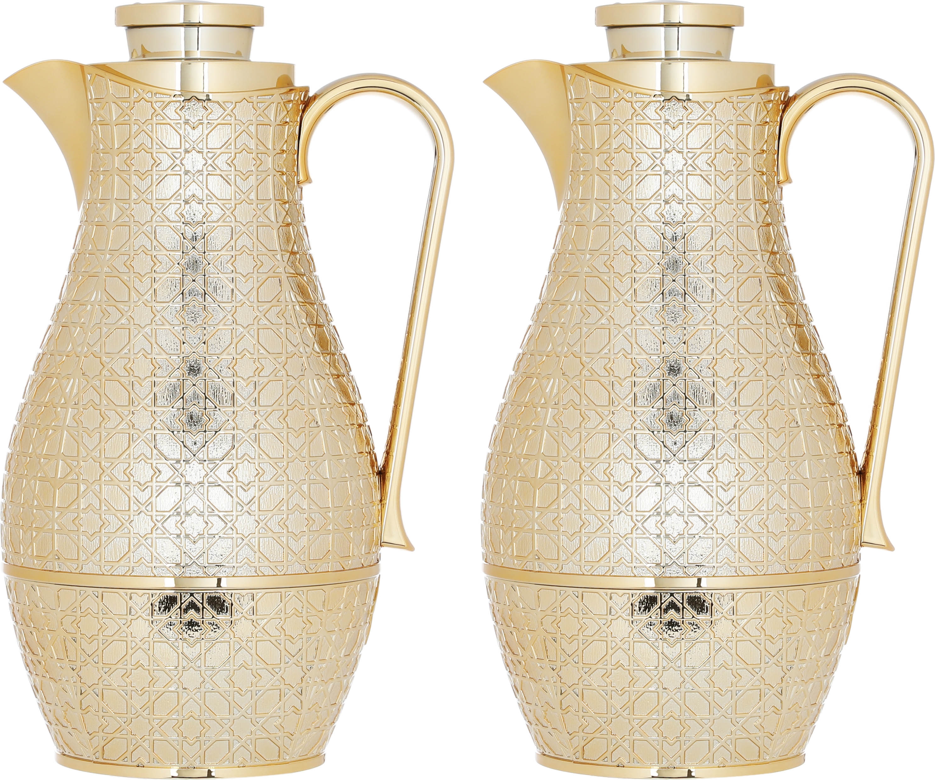 Al Saif Gallery Hessa thermos set, 1 liter, thermal glass inner shell, plastic outer shell - gold product image