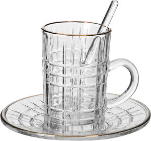 طقم بيالات شاي وقهوة زجاج السيف غاليري، 30 قطعة - شفاف product image 4