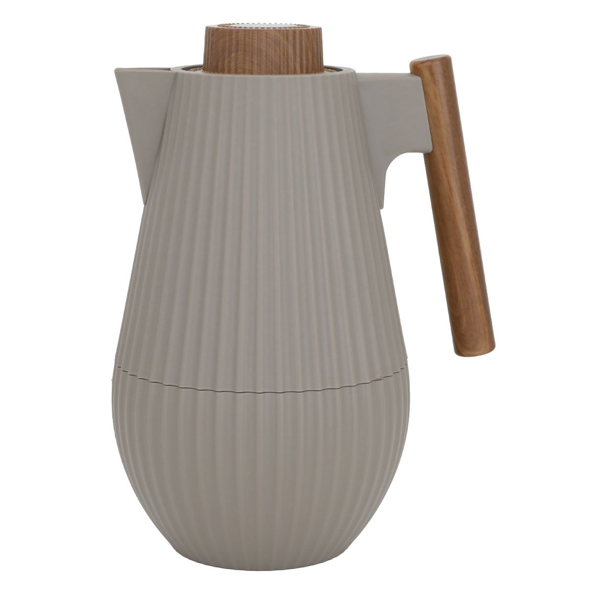Al Saif Gallery Layar thermos, wooden handle, compressor, 1 liter, thermal glass inner container, plastic outer shell - Cappuccino product image 1