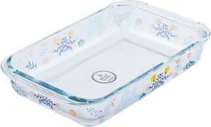 AlSaif Gallery Glass Oven Tray, 26 x 15 x 5 cm, 1 L, Rose Pattern - Clear Blue product image 2
