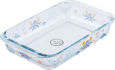 AlSaif Gallery Glass Oven Tray, 26 x 15 x 5 cm, 1 L, Rose Pattern - Clear Blue product image 2