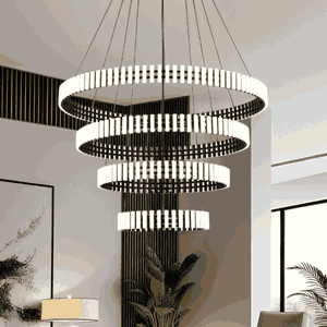 Norco Neoclassical Aluminum Acrylic Chandelier, 160W, 3000K, 4 Rings - Black product image