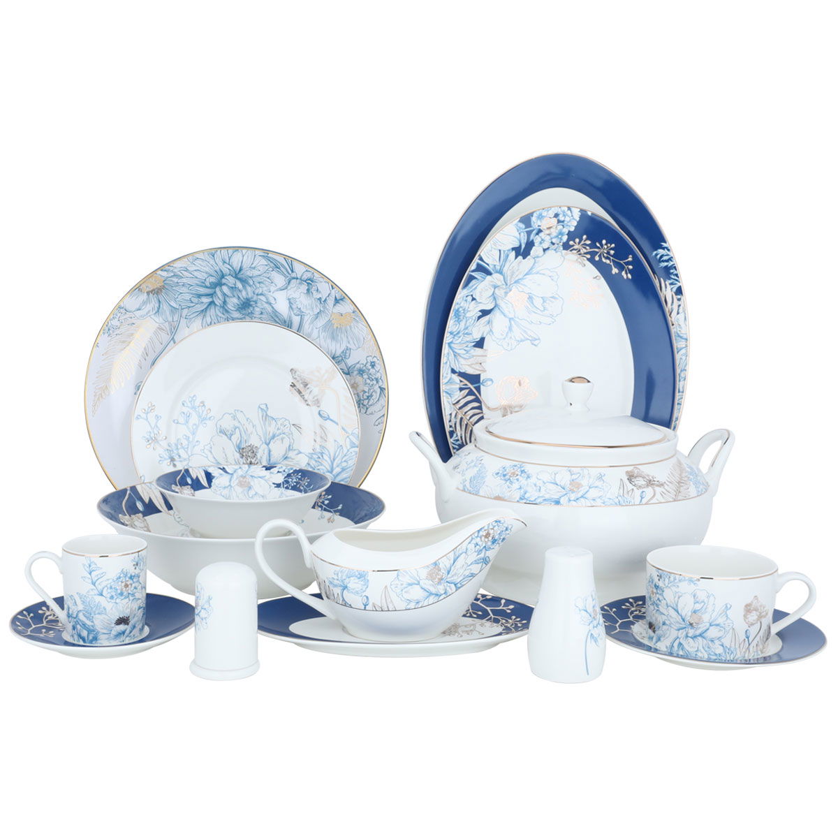 طقم سفرة بورسلان السيف غاليري، 86 قطعة - أبيض product image 1
