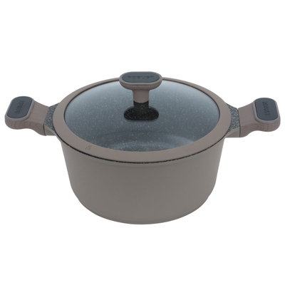 قدر طبخ جرانيت روبوست، 24سم، غطاء زجاج بسيلكون - بني فاتح product image 3