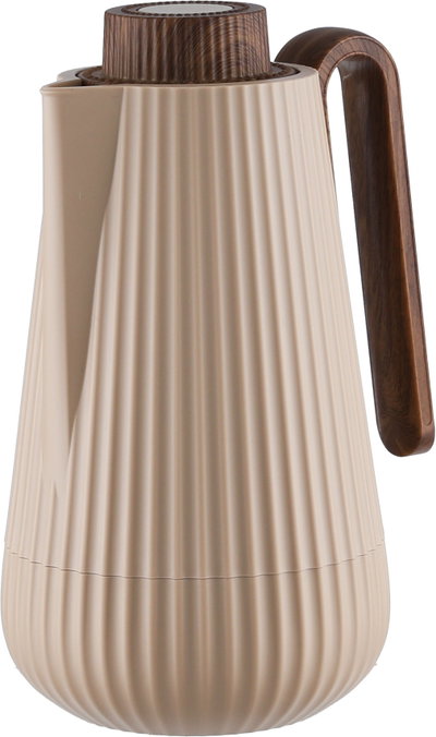 Glory Sumo Thermos, 1 liter, wooden handle, glass interior, pusher - light wood brown product image 4