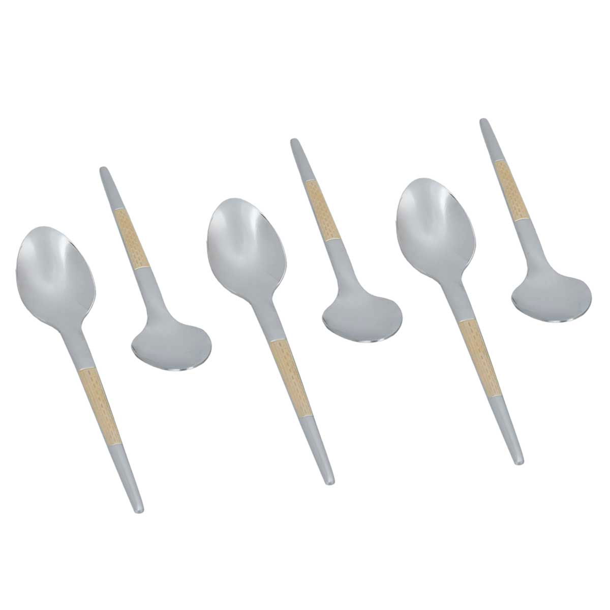 Al Saif Gallery steel spoon set, 24 pieces, gold-silver engraved product image 5