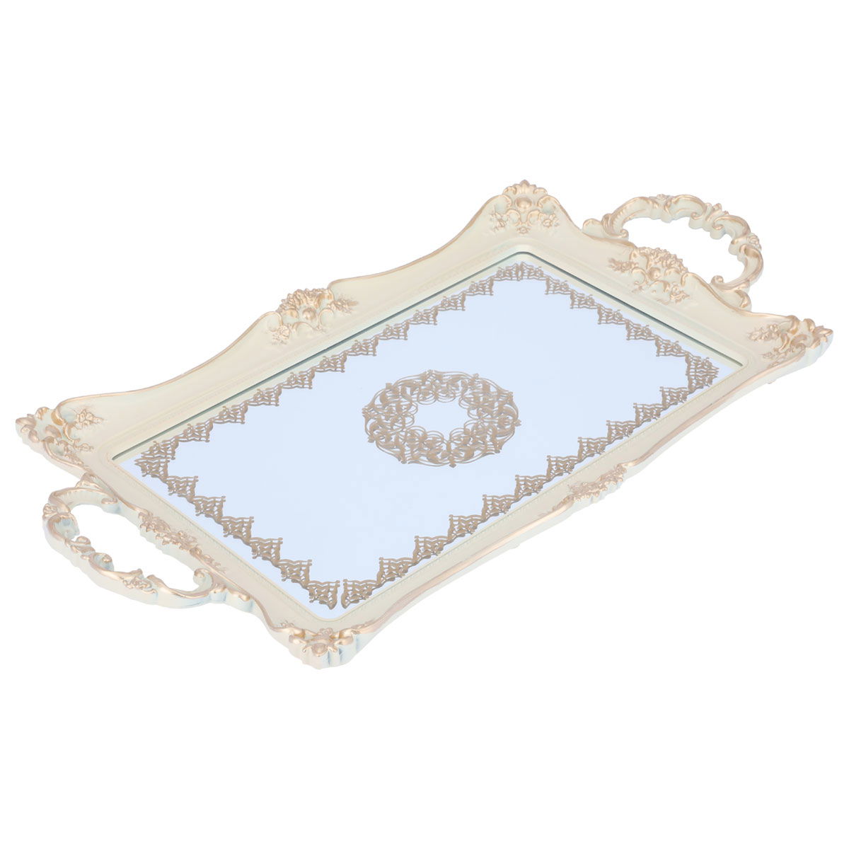Al Saif Gallery glass tofir, 52 cm, rectangular, patterned gold-beige product image 2