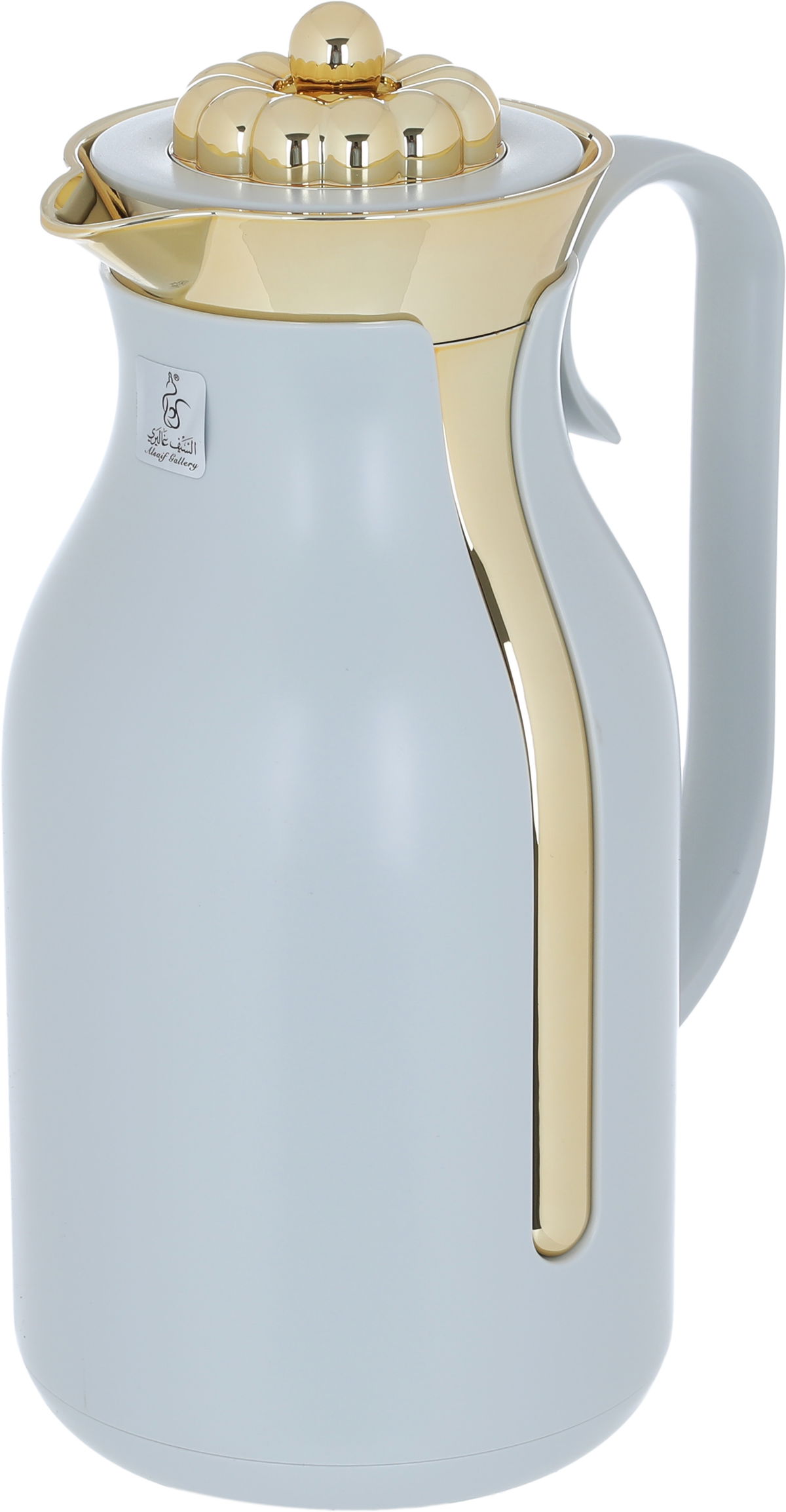 Timeless Rayana Thermos, 1 liter, golden lid, thermal glass inner shell, plastic outer shell - light gray product image 2