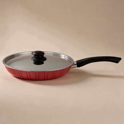 مقلاة تيفلون مستر كوك، 30 سم، بيد اسود، غطاء استيل - احمر product image 1