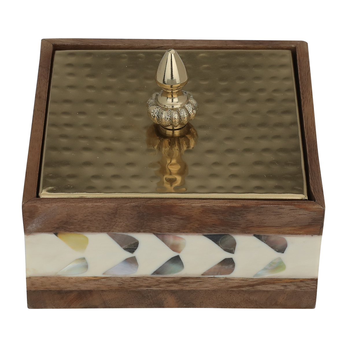 Al Ain Andalusia Wooden Storage Box with Lid, 13 x 13 x 6 cm, Square - Multi Color product image 4