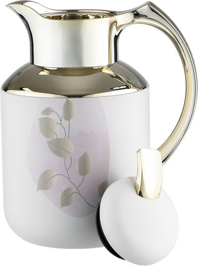 Al Saif Gallery florya thermos set, 1/0.5 liter, two pieces, thermal glass inner container, steel outer shell - beige product image 5