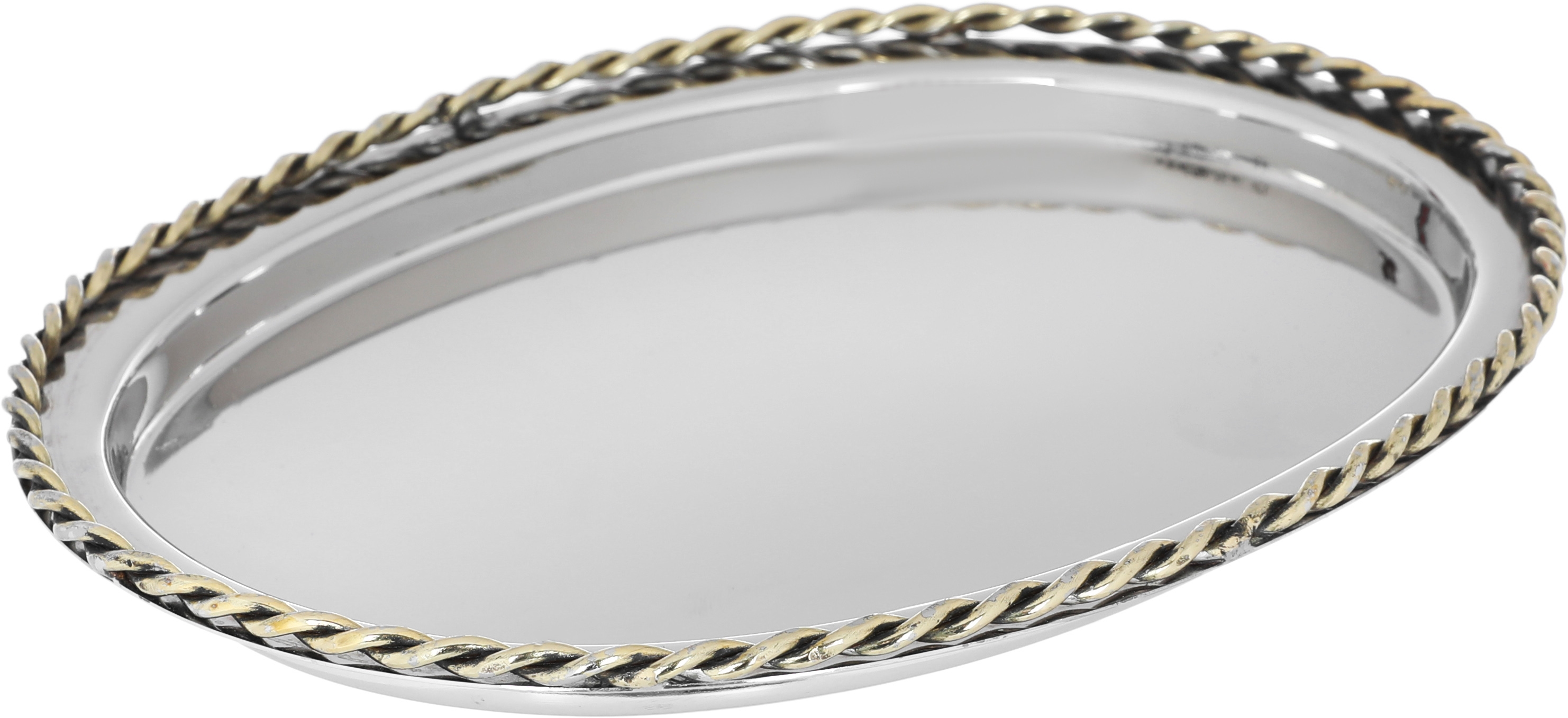 Al Saif Gallery steel serving plate, 19 x 16 x 2.6 cm, oval - silver product image 2