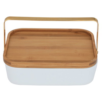 Alsaif Gallery plastic and wood serving box, divided - white product image 3