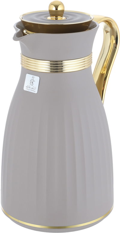 Al Saif Gallery Danat thermos set, 1/0.7 liter, thermal glass inner shell, plastic outer shell - light gray product image 5