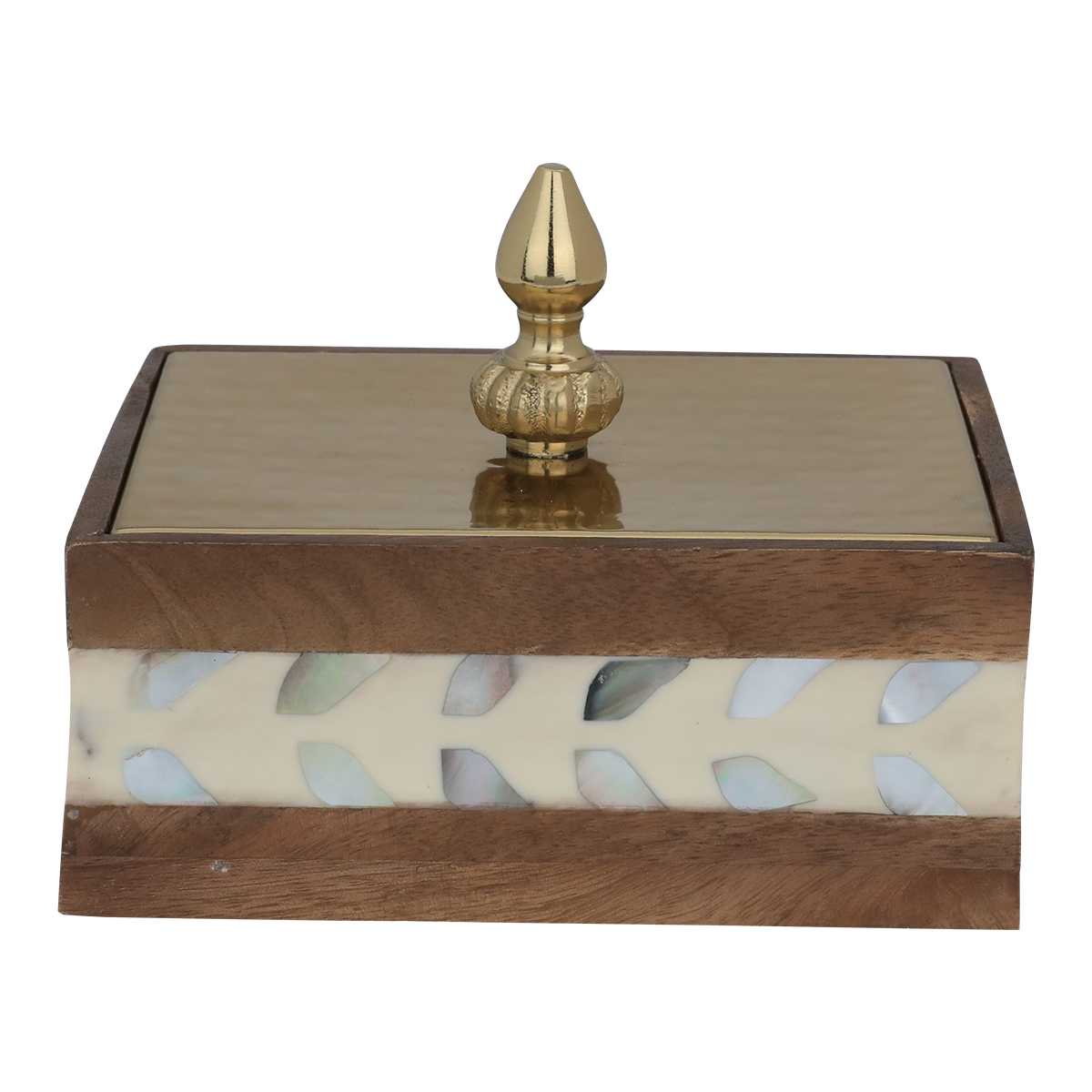 علبة تخزين بغطاء خشب العين الأندلسية، 15×12×6 سم، مستطيل - متعدد الألوان product image