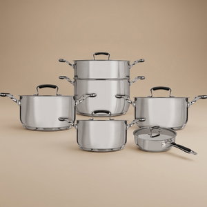 طقم قدور استيل روكي، 11 قطع، يد سيلكون - فضي product image