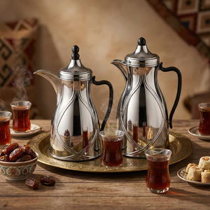 طقم ترامس طيف السيف غاليري، 0.7 / 1 لتر، 2 قطعة، خامة داخلية زجاج، يد أسود، غطاء ضغاط - فضي لامع product image 2