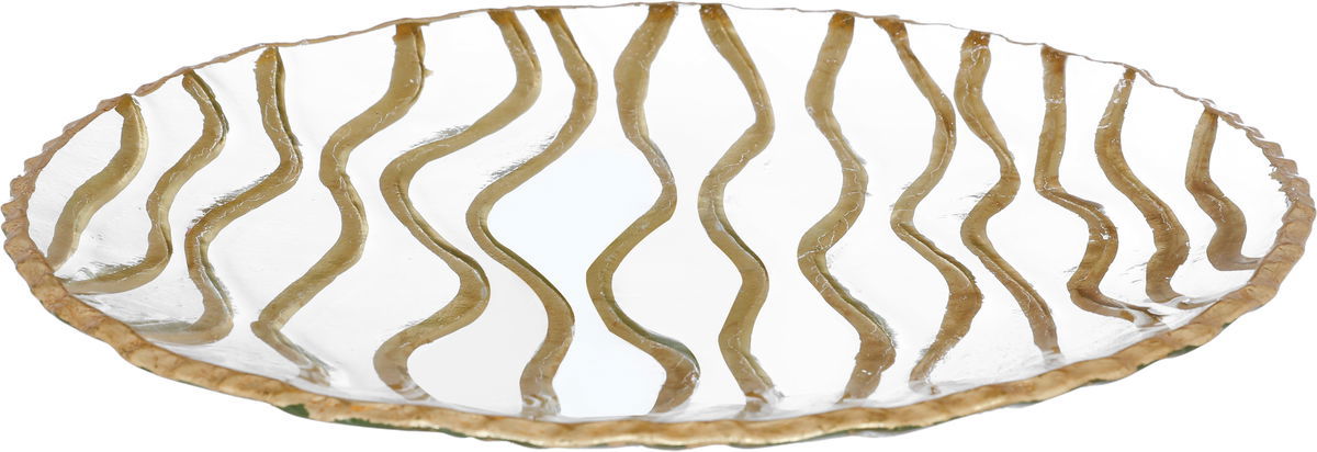 Al Saif Gallery Glass Dessert Dish, 31 X 31 X 2.5 Cm, Round - Clear Gold product image