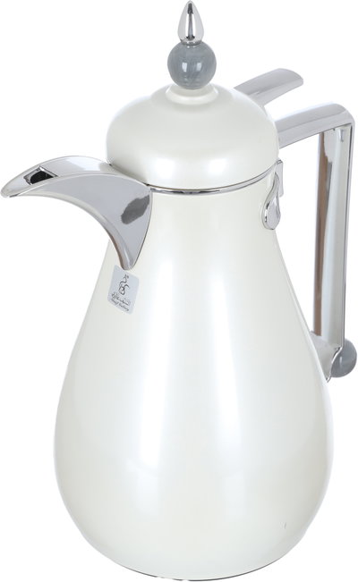 Al Saif Gallery Crystal Thermos Set, 1/0.7 litre, tofaria, thermal glass inner container, steel outer shell - white product image 5
