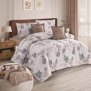 طقم لحاف قماش، 230x250 سم، نفرين، 6 قطع - رمادي بني product image
