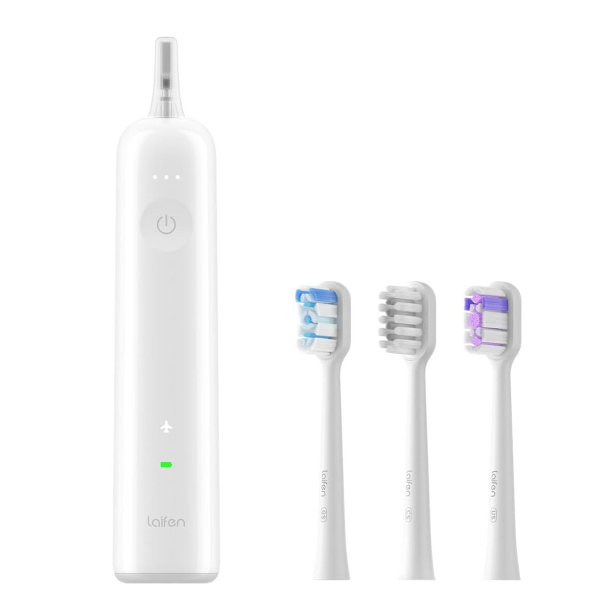 فرشاة أسنان كهربائية ألمنيوم لايفن، دوران 60 درجة، ثلاثة رؤوس- أبيض product image 2