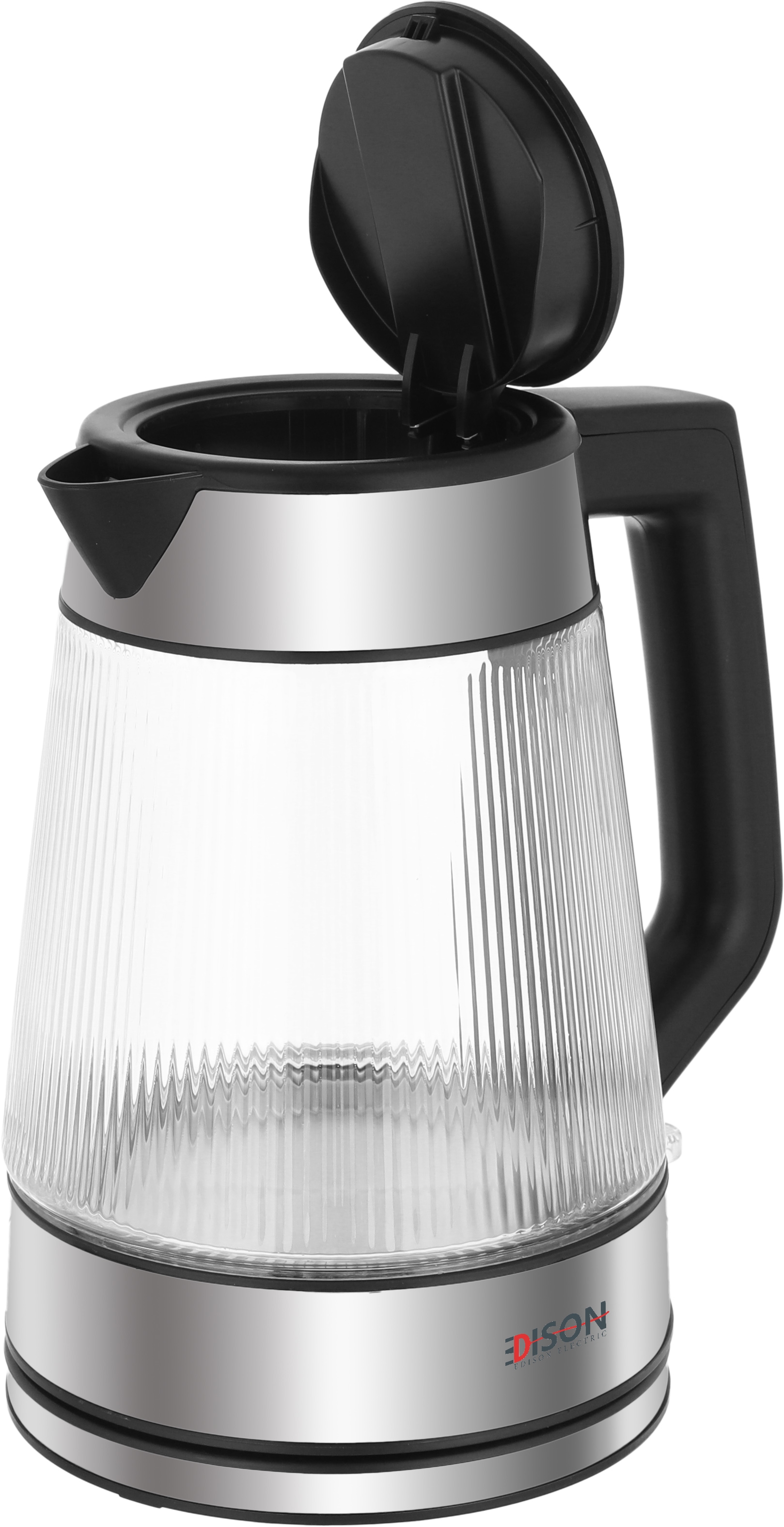 غلاية مياه كهربائية زجاج إديسون، 1.7 لتر، 2200 واط، K735MN - فضي اسود product image 2