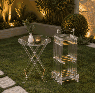 طقم طاولات اكرايلك، 4 قطع - شفاف ذهبي product image 1