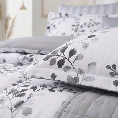 طقم لحاف ساليرنو مايكروفايبر، 240x260 سم، نفرين، 9 قطع - ابيض رمادي product image 4