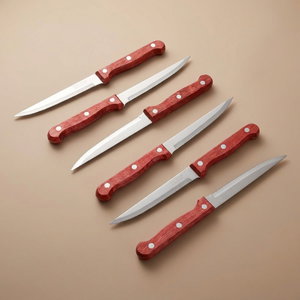 Al Saif Gallery steel knife set, 6 pieces, with wooden handle - red product image
