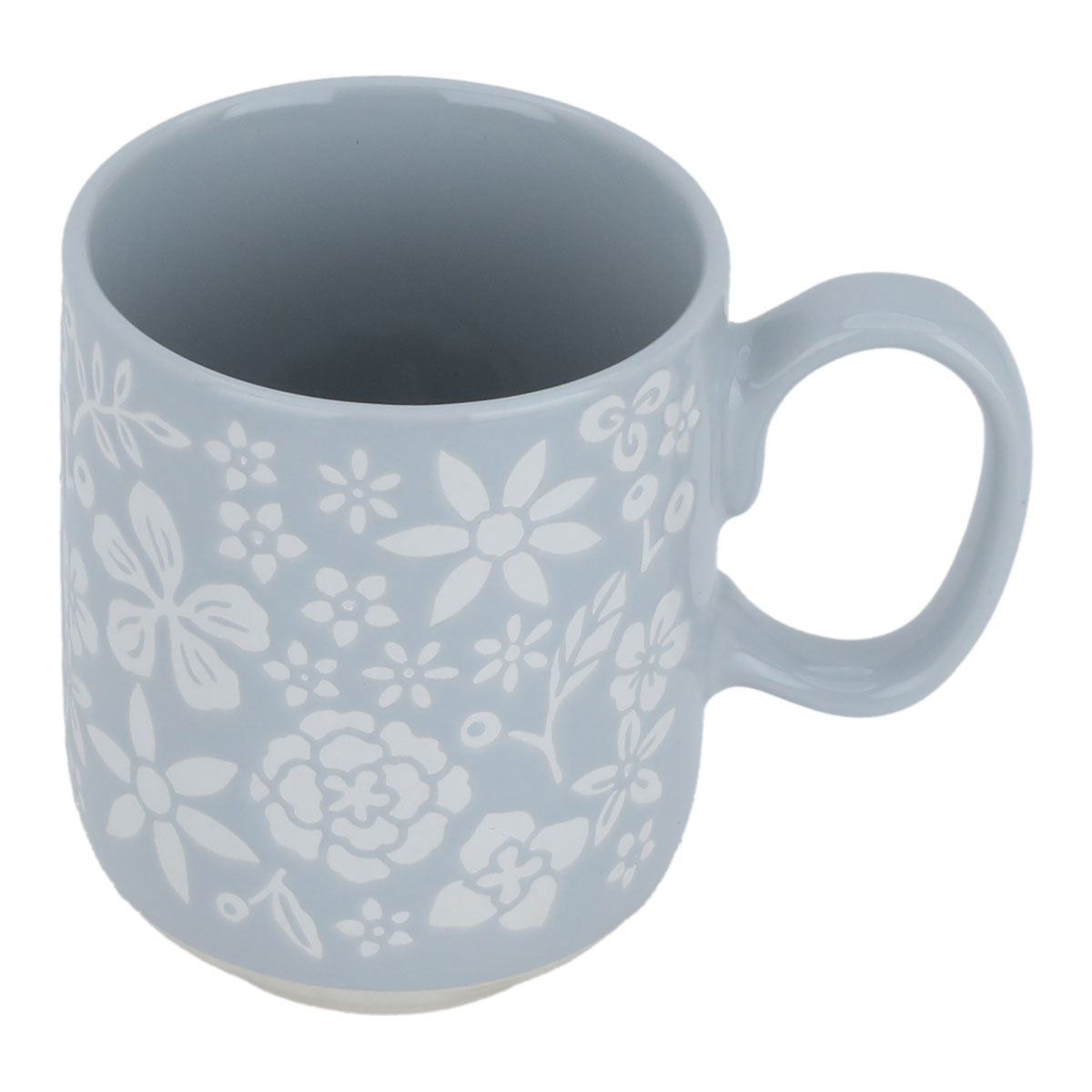 Al Saif Gallery porcelain mug, 400 ml, rose pattern, handle - grey product image 2