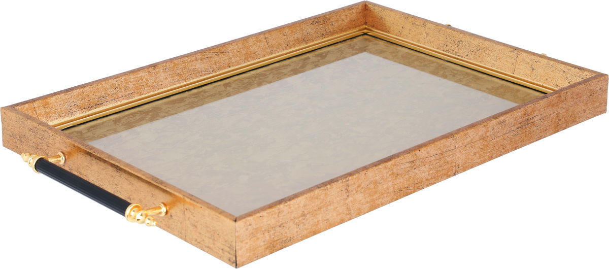 Tofaria Alsaif Gallery glass, 30 x 47 cm, rectangle, golden pattern, handle - gold product image 2