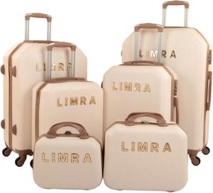 طقم شنط سفر ABS ليمرا، 6 مقاسات، 4 عجلات، زاويه 360 درجة، LMA-898 - بيج ذهبي product image