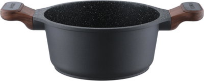 طقم قدور جرانيت بغطاء زجاج روبوست، يد خشب، 7 قطع - اسود product image 4