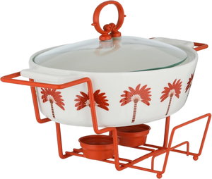 سخان طعام بورسلان السيف غاليري، 30 سم، حامل معدني، دائري، غطاء زجاج - ابيض ملون product image 2