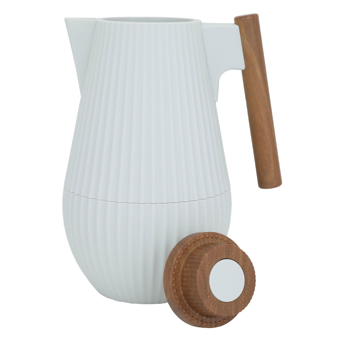 Al Saif Gallery Layar thermos, 1 liter, wooden handle, squeezer, thermal glass inner container, plastic outer shell - light gray product image 3